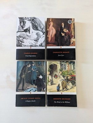 Lot of 4 Penguin Classics English Lit Dickens Jane Eyre Sherlock Wind Willows