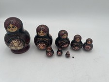 9 Pieces Authentic Russian Nesting (A. Wybaaoba) Dolls Maroon & Black￼5”