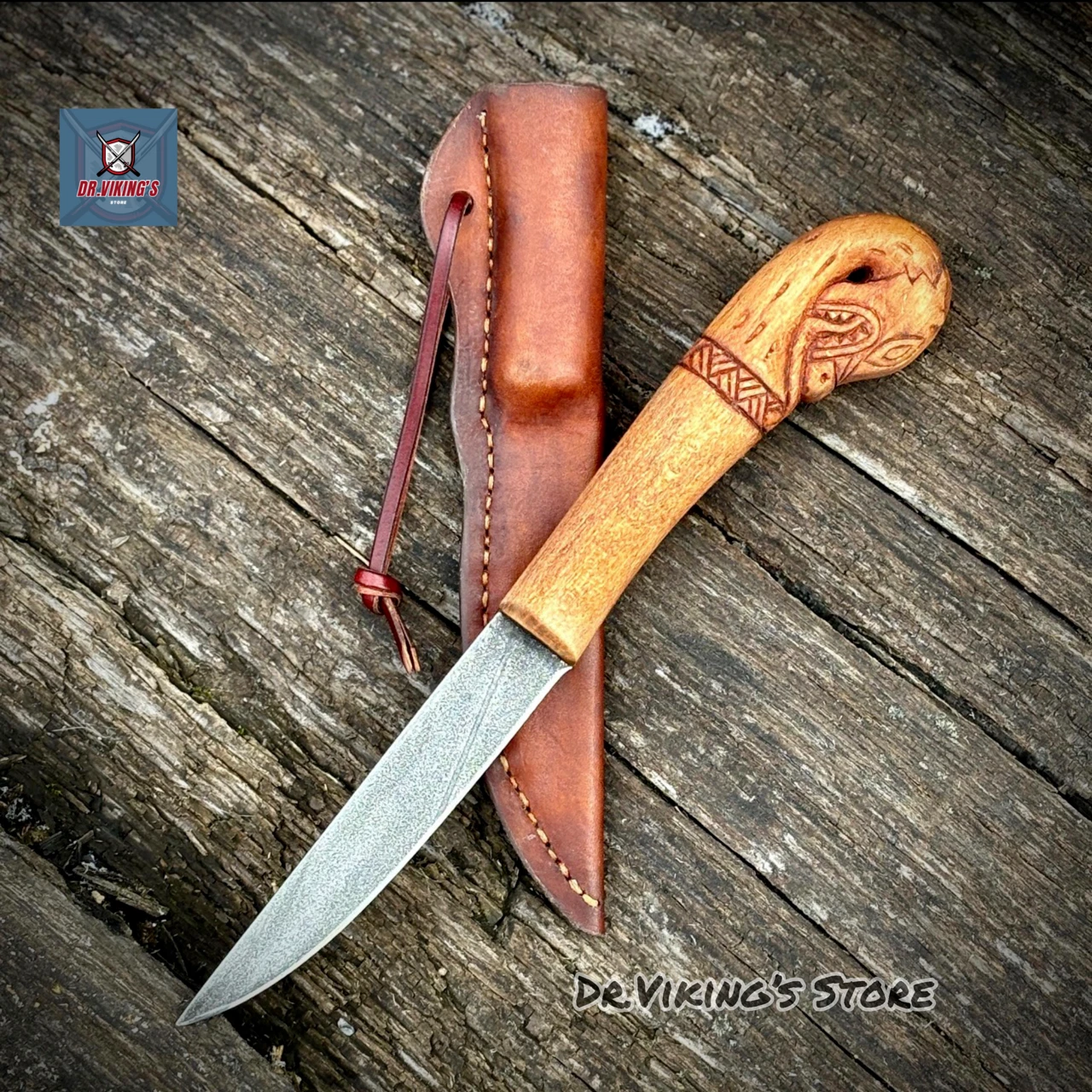 Custom Handmade Carbon Steel Viking Norse Mythology Bowie Knife | Hunting Knife