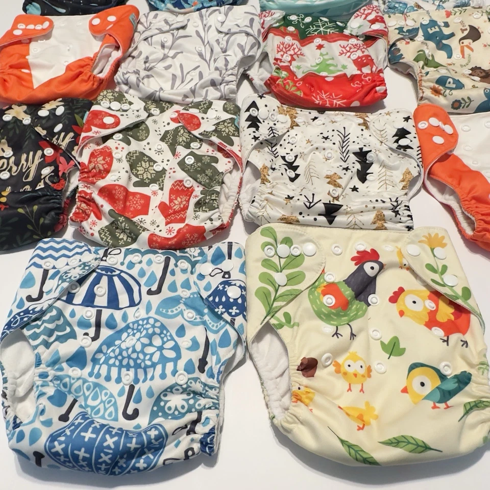 Lot Of 14 ALVA Baby Reusable Cloth & More Diapers & 21 Inserts - Image 4 of 4