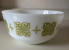 Vintage Fire King Green Dutch Clover  8.5” Milk Glass Bowl