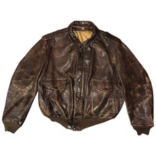 Vintage Schott Leather Jacket Size 50 Brown Flight A2 Military Pilot Ideal Zip