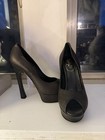 Saint Laurent Paris Women’s Black Suede Platform Peep Toe Stiletto 10 — photo 4