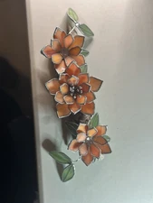 3D Stained Glass Trio Of Flowers On Driftwood 