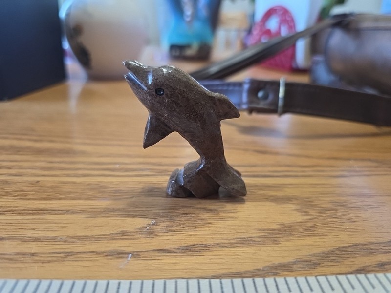Carved stone dolphin,small,cute piece,unknown stone.