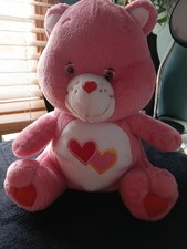 2003 PINK LOVE A LOT HEARTS CARE BEAR 20" "COULD USE A CLEANING"