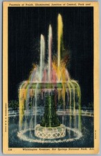 Linen Postcard Fountain of Youth Hot Springs National Park Arkansas central park