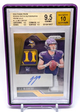 2024 Prizm J.J. McCarthy True Gold Rookie Patch Auto RPA /10 BGS 9.5 Auto 10