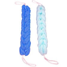 Long Stretch Back Sponge with Rope Handles Back Scrubber Bath Shower Mesh Spo...