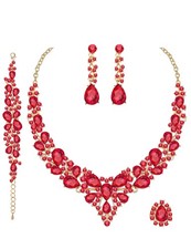 CSY Elegant Crystal Costume Jewelry Sets for Formal Events Gown Accessories Red