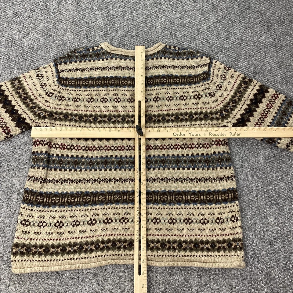 Suéter De Colección Eddie Bauer Para Mujer Lana Mediana Fair Isle Cuello Redondo Marrón Años 90 Foto 4 de 4