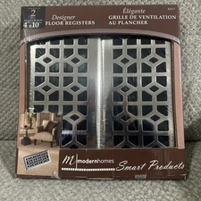 Floor Registers 4”x10” Two Pack Brushed Nickel Grates Heating Cooling Designer