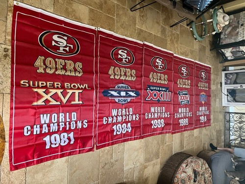 Bandera Gigante San Francisco 49ers 90x150 Cm - Bandera De 3x5 Pies Para Fanáticos, Tela De Poliéster Multicolor, Ideal Para Partidos Y Habitación