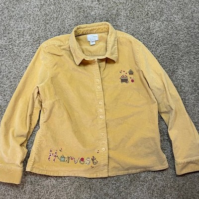 Autumn Fall Christopher & Banks Yellow Corduroy Button Shirt Shacket Harvest XL