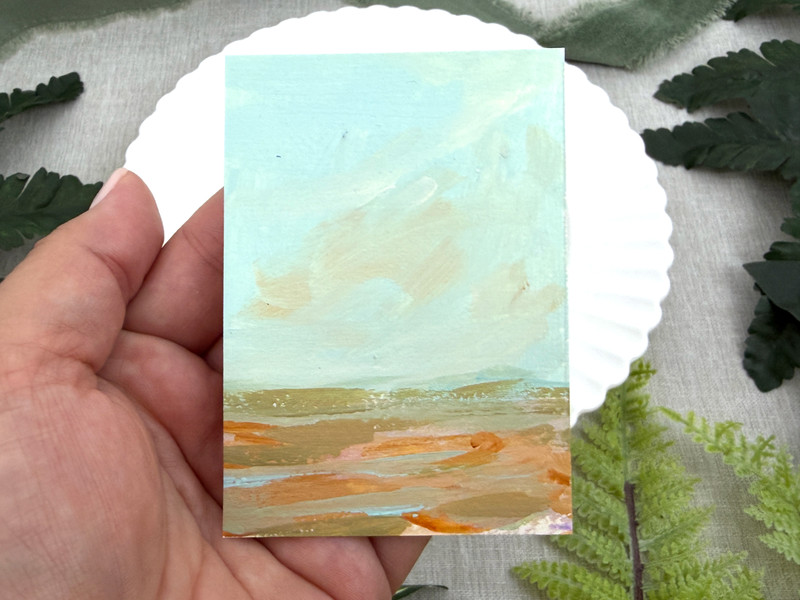 Original Painting ACEO Prairie Study No. 014, 2.5x3.5 Landscape Abstract Neutral