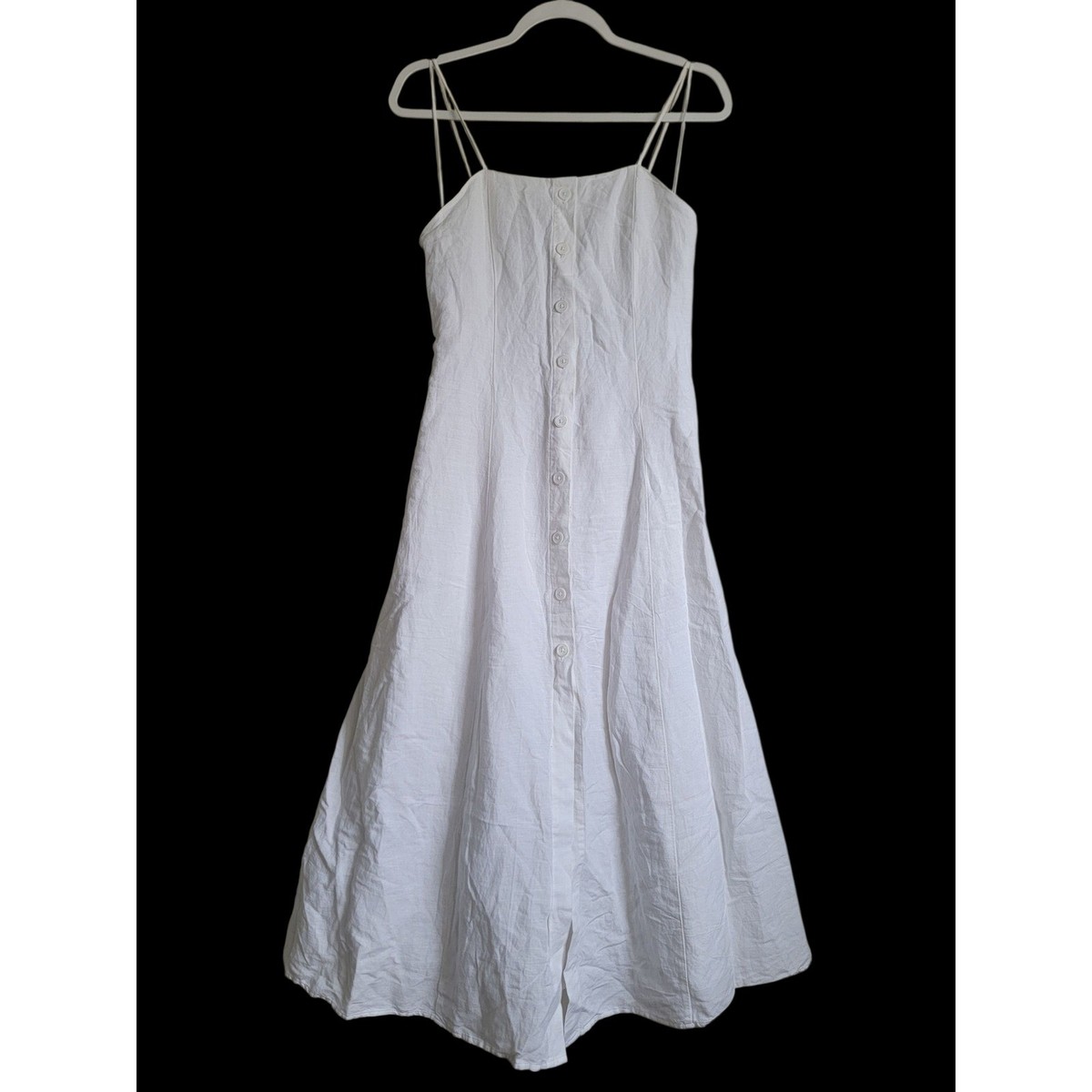 NWT OYSHO White Linen Open Back Sleeveless Button Down A-Line Midi Dress  Medium | eBay