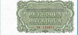 A5 - Czechoslovakia 5 Korun 1961 Crisp Uncirculated Banknote P82 - SN: DB-155874