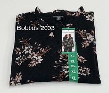 Hilary Radley Women's V-Neck Long Sleeve Blouse, Black Combo, Size XL