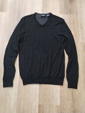 Banana Republic Mens Black Italian Merino Wool V-Neck Sweater Sz Med