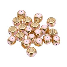 20Pcs Enamel Evil Eye Beads, 9x7mm Loose Large Hole Charm for Making, Pink