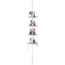 Corner Shower Caddy Tension Pole, 4 Tiers Rotating Shower Organizer for Bathr...