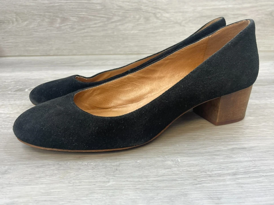 Vestido Madewell Ella Para Mujer 10 Negro Pump Gamuza Tacón Cómodo Plantilla Sin Cordones Foto 3 de 4