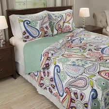 Lavish Home 3-Piece Quilt Set - Lizzie Classic Paisley King King, Multicolor 