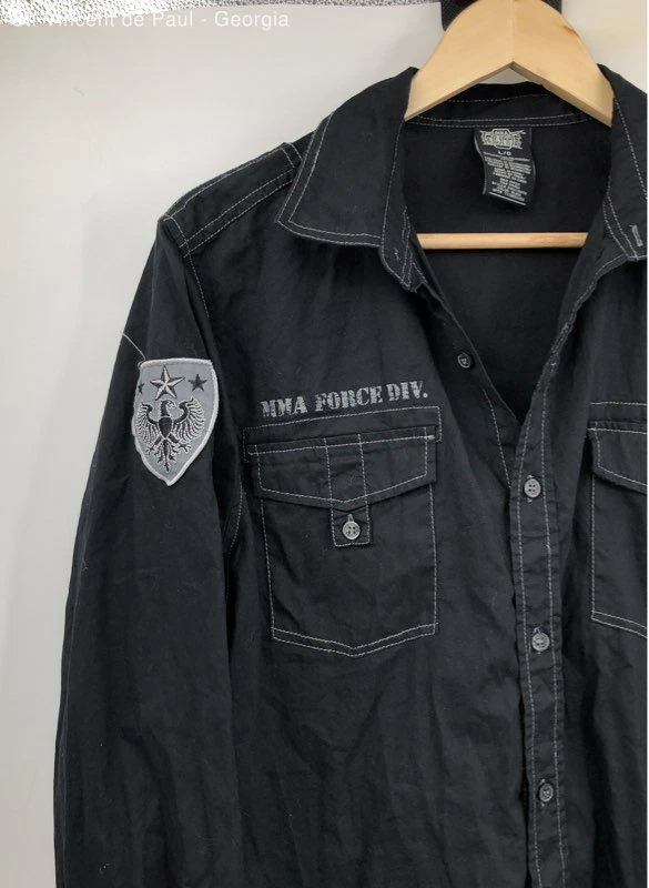 Camisa MMA Elite Negra Manga Larga Bolsillo Frontal Elite Division Para Hombre L Y2K Foto 4 de 4