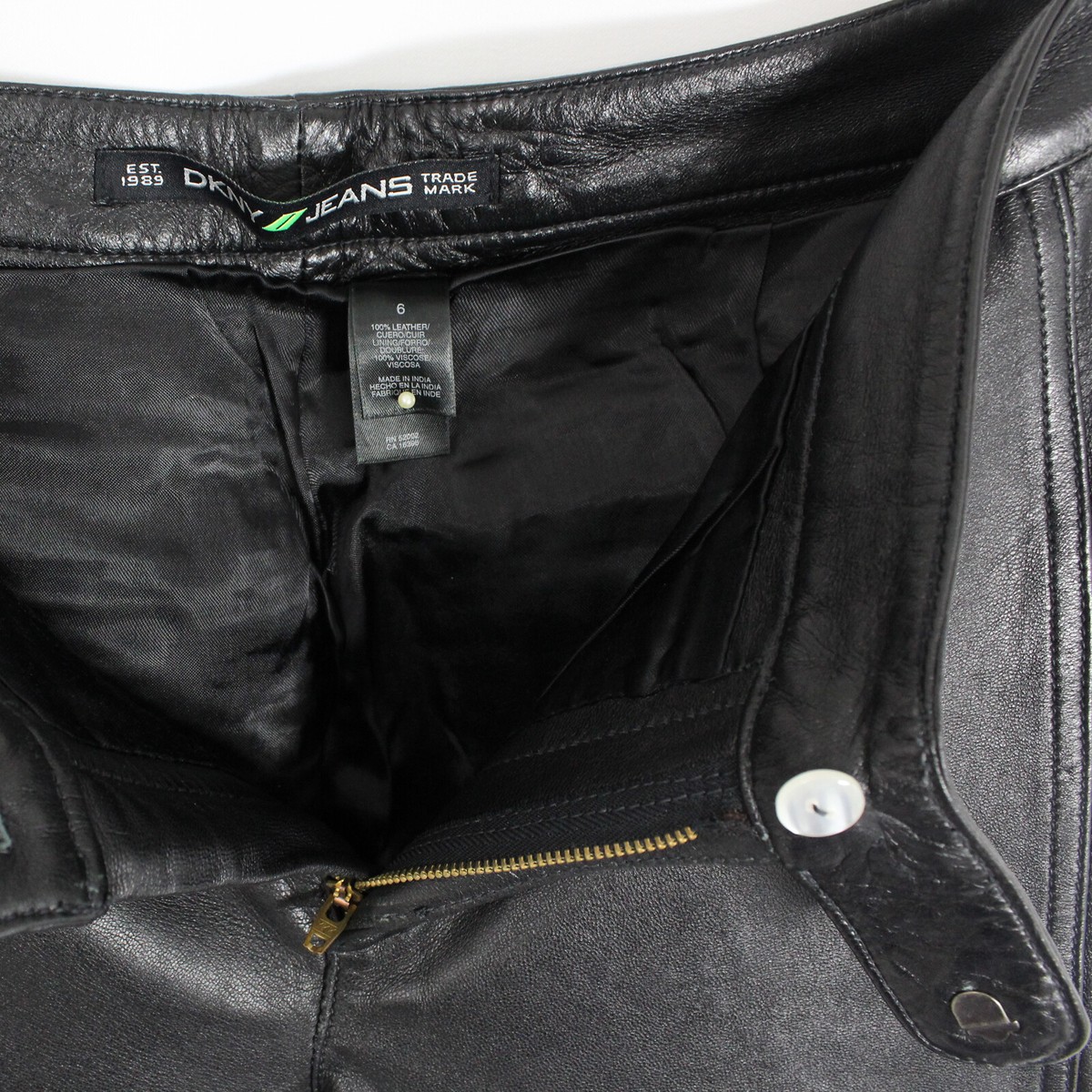 DKNY Jeans Buttery Soft Black Leather Straight Leg Pants - Size 6 