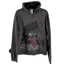 Disney Store Mickey Mouse Graphic Gray Hooded Full Zip Jacket Sz Med Theme Park