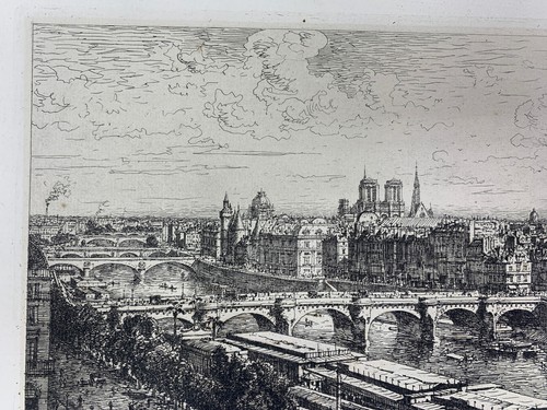 Original Antique Etching by Maxime Lalanne, Paris from the Louvre 1882 - Picture 5 of 10