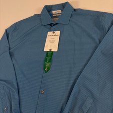 Calvin Klein Men's Cooling 4-Way Stretch Shirt Blue Stretch XL NWT