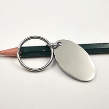 Artificial high polish Key Chain Blank Text Oval Dog Tag Stainless steel charm