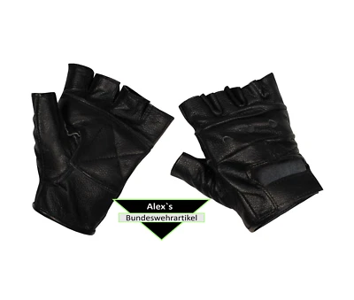 Biker Fingerlinge fingerlose Handschuhe echt Leder schwarz XS-XXL  Neu - Bild 1 von 2