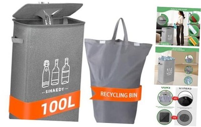 Recycle Bins for Kitchen, 100L Recycling Bin with Quick Drop BIG Slot | 26 gal 
