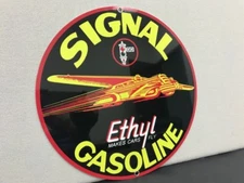 Signal Ethyl gasoline Oil RARE vintage round metal  sign reproduction
