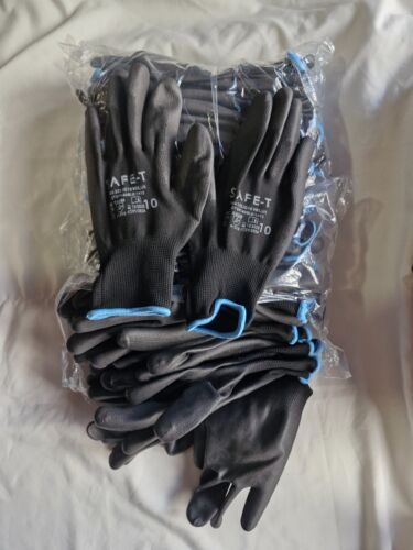 24 Pair Black Coated Work Gloves Builders Construction Garden Safety Size 10 xxl