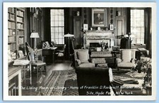 RPPC Postcard~ Library Living Room~ Home FDR Nat. Historic Site~ Hyde Park, NY