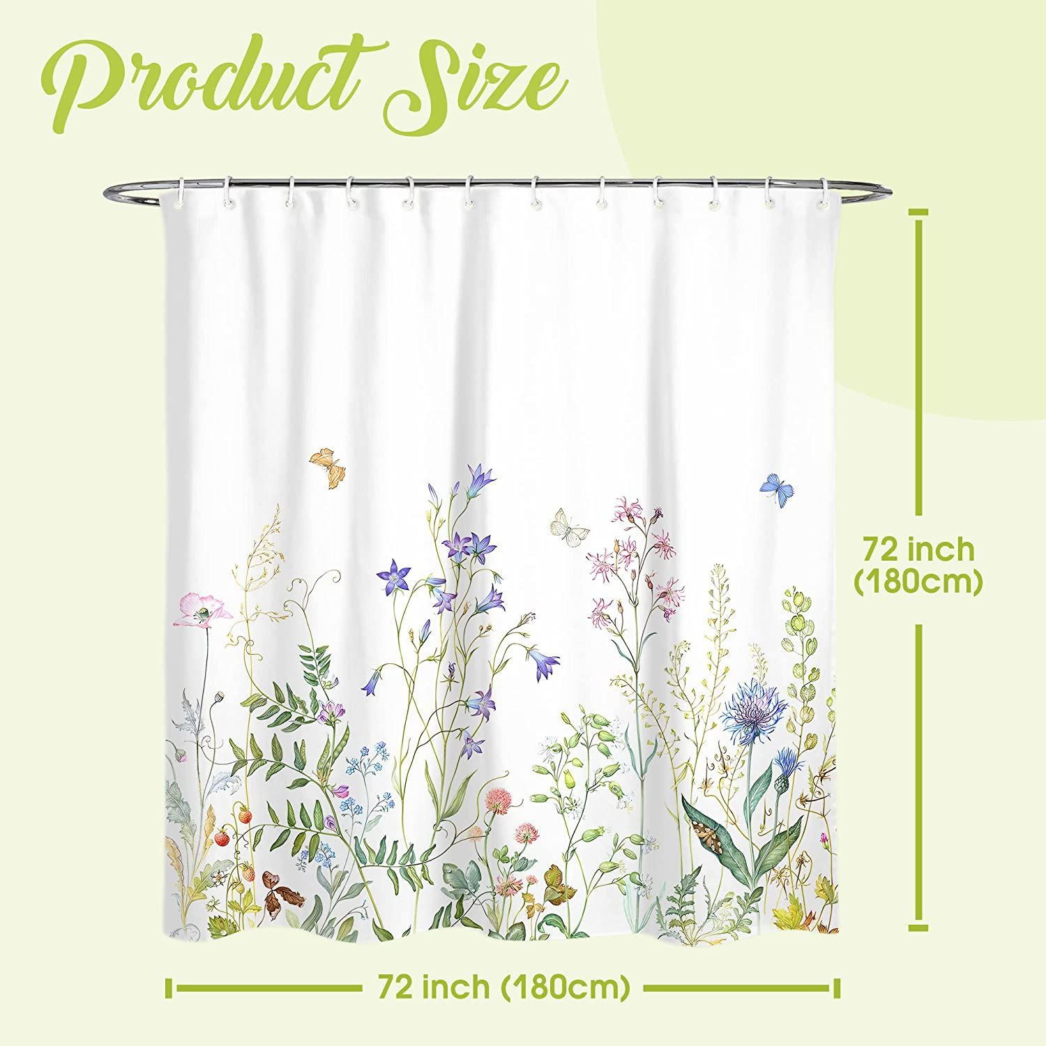 Mloabuc Summer Flower Shower Curtain Set 72x72inch, 72x72 inch, Spring