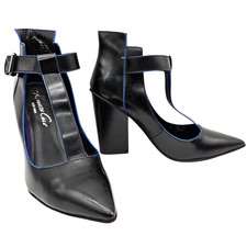 Kenneth Cole - Vintage 2012 'High Peak' Black Leather Block Heels Pumps, 7.5 M