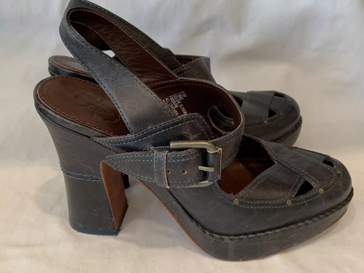 Frye Goldie Slingback Leather Sandal Heels Shoe Size 8.5 eBay