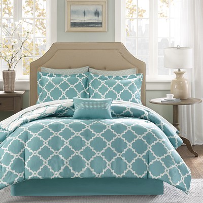 aqua and white comforter set