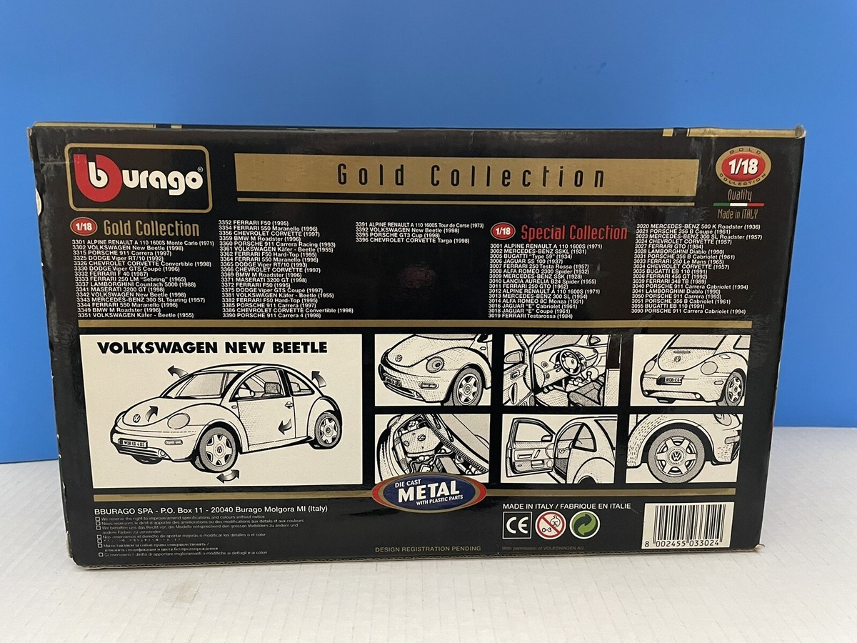 Burago Volkswagen 1/18 シルバー BURAGO 3322 Scale 1/18 | VOLKSWAGEN NEW BEETLE 1998 SILVER