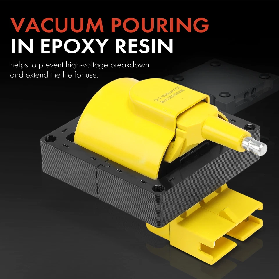 Bobina de ignição amarela para Ford F-150 F-250 F-350 F-600 F-700 F-800 Mustang EXP - Imagem 3 de 4