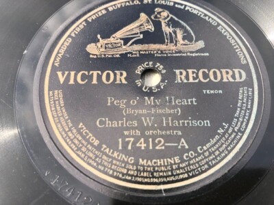 Charles W. Harrison 78rpm Single 10-inch Victor Records #17412 Peg