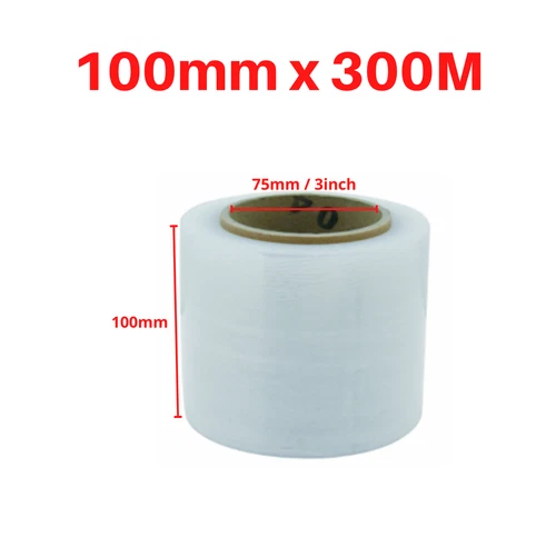 6x Roll Heavy Duty Stretch Bundling Film Mini Wrap 100mm x 300M CLEAR 20um 3"