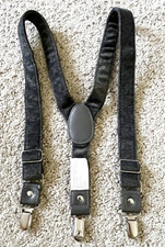 Boys Gray Suspenders Braces Velvet Feel Y-Back Preppy Wedding Silver Clip