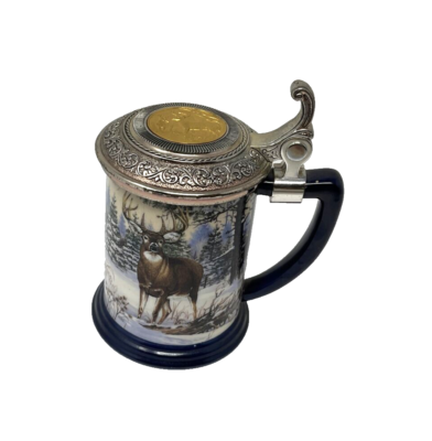 Majestic Solitude Franklin Mint Buck Deer Beer Stein Tankard by