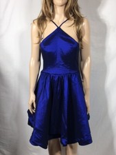 Junior's NWT Sequin Hearts Double-Layer Fit & Flare Blue Prom Dress 