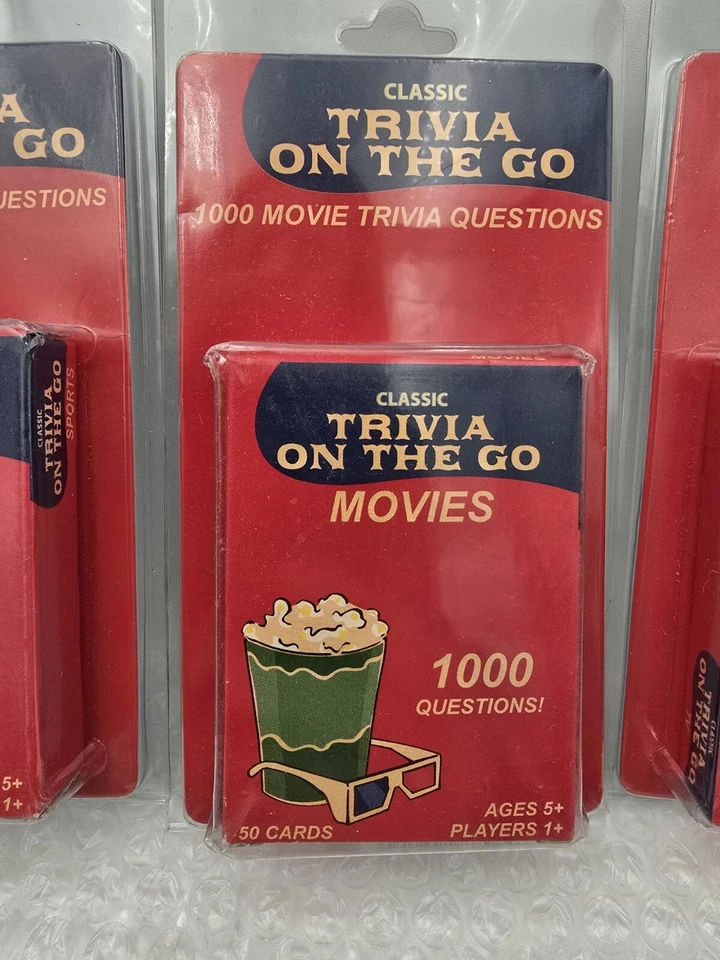 Conjunto de 4 pacotes de jogos de cartas Trivia On The Go America Sports Movies TV 2005 Fundex - Imagem 3 de 4